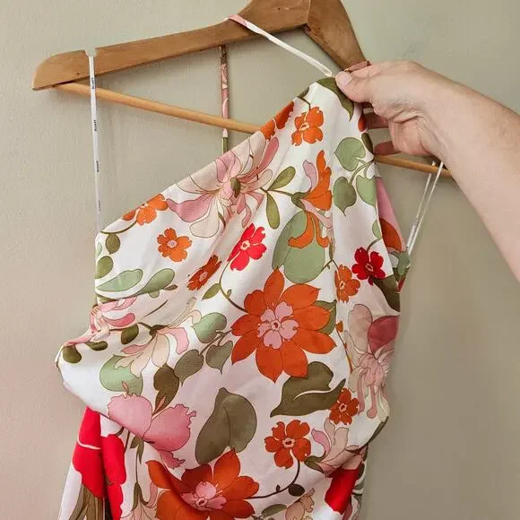 Elliatt Women's Khloe Maxi Dress, Size XL Halter Floral 70s Tie Back - Picture 3 of 7